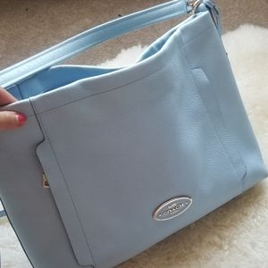 Coach Light Blue Pebble Leather Scout Hobo